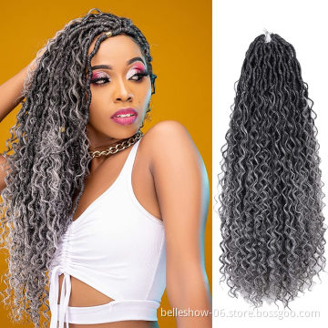 Hot sell Hot Sell New 18inch 24 strands double pack curly faux locs crochet hair goddess locs Crochet Hair River Faux Locs